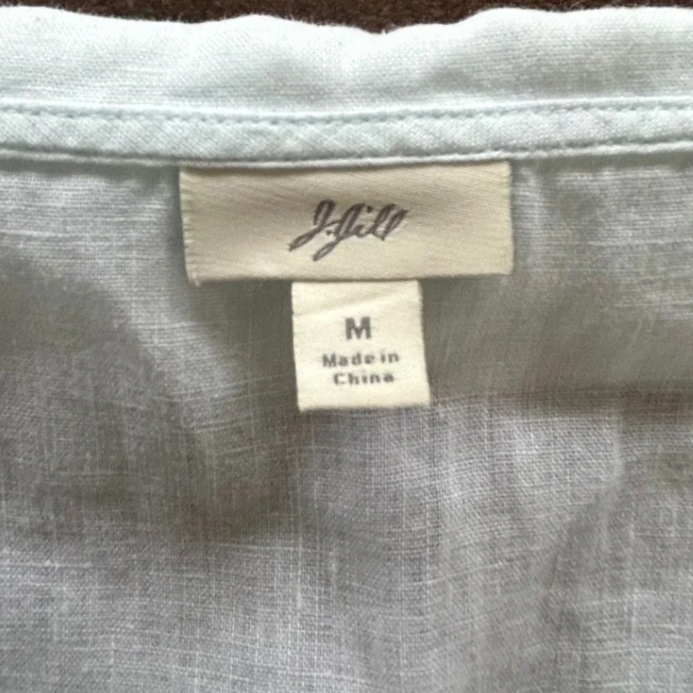 J. Jill Linen Sleeveless Top Shirt Blouse Medium Mint Green Eyelet Cottagecore - Picture 5 of 7